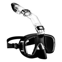 Snorkel Mask Foldable Diving Mask Set with Dry Top System and Camera Mount, Anti-Fog Professional Snorkeling Gear-Black