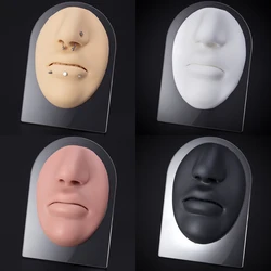 1pc Silicone Face Model Tattoo Piercing Practice Simulation Human Nose Mouth Body Model Display Tongue Belly Piercing Jewelry