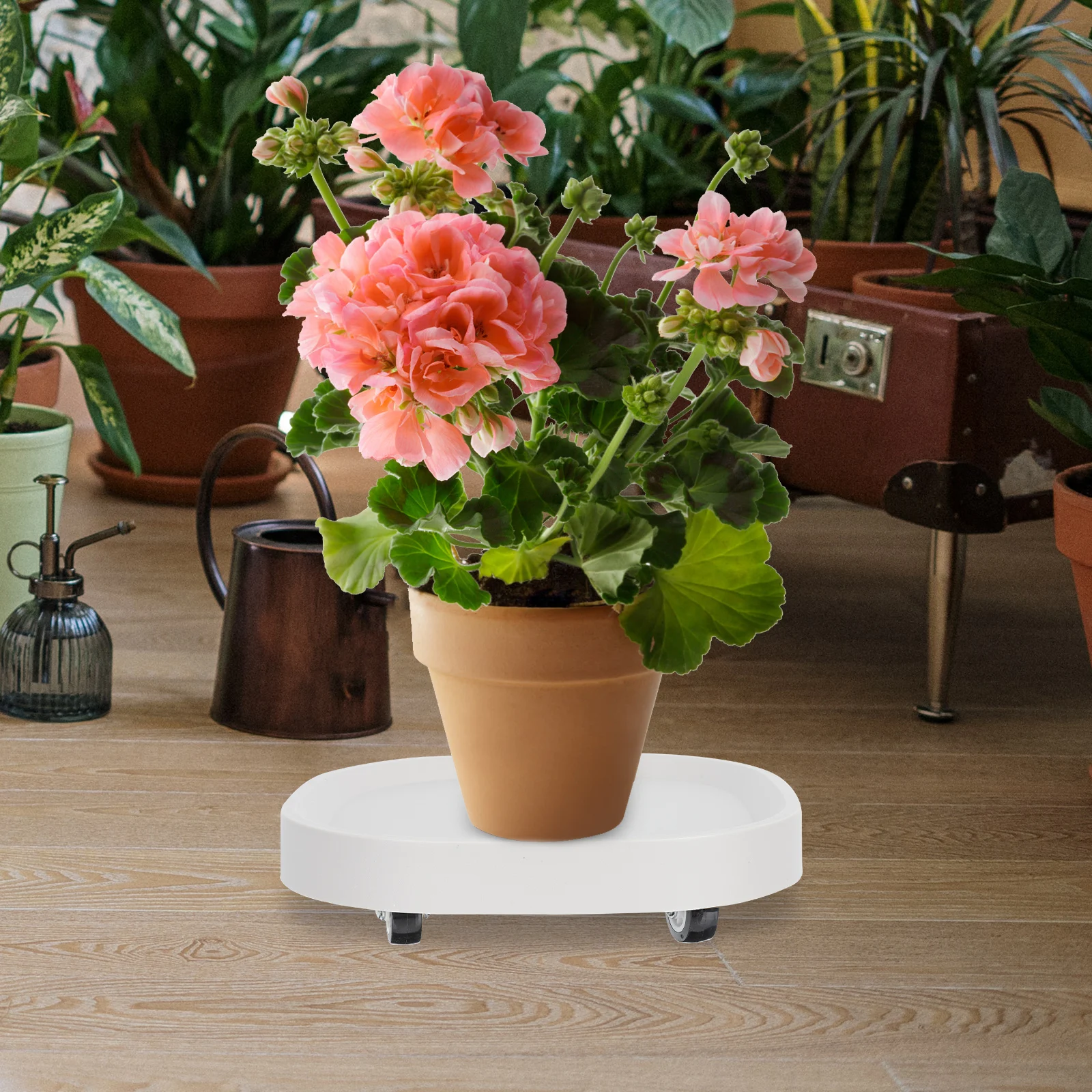 

Wheeled Plant Pot Stand Outdoor Wheels Garden Stands Pots Indoor Flower with Storage