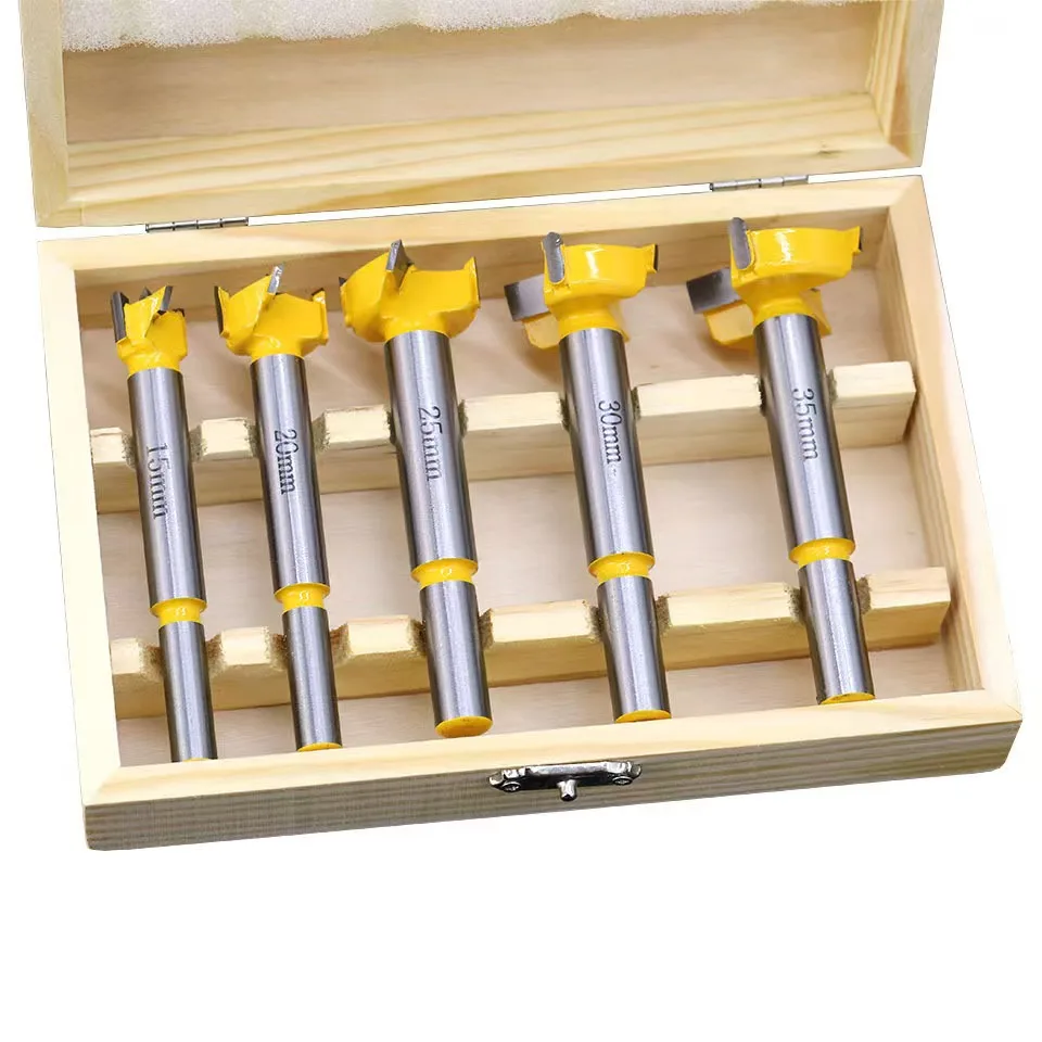 hit product5Pcs Hinge Jig Drill Guide Set 20mm Forstner Bit Cup Style Concealed Door Boring Hole Carbide Masonry Drilling Hex SD