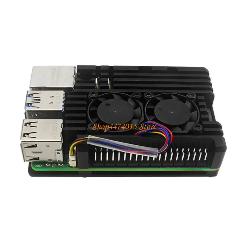 

K1AA Efficient Cooling Enclosure Aluminum Case 2 Fan for Pi 5 Board Heatsink Box