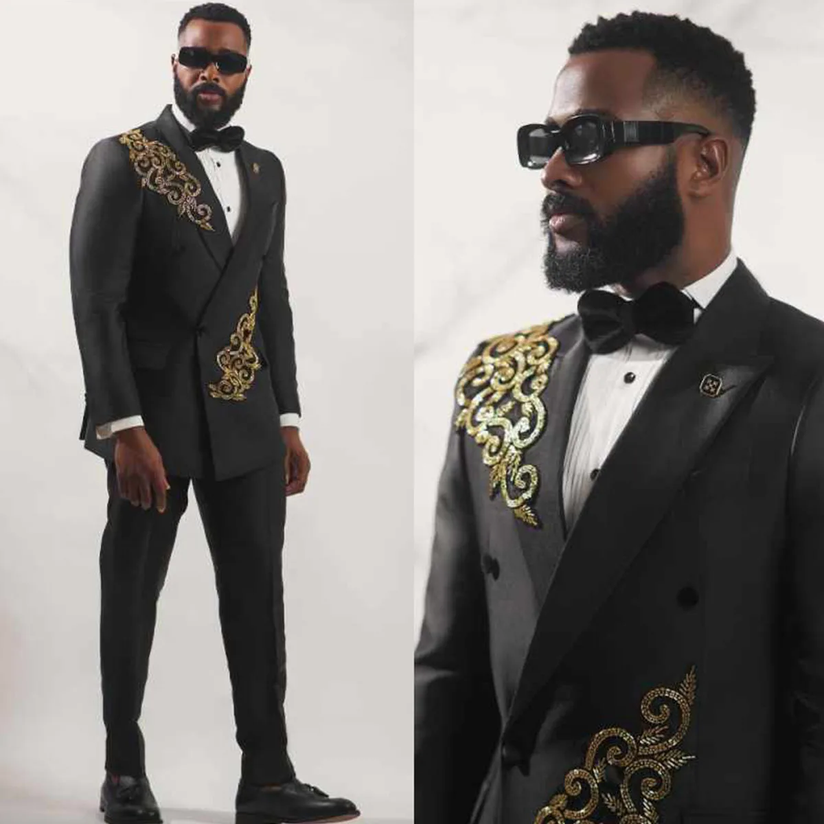 

Эксклюзивные мужские костюмы из 2-х предметов с металлическими украшениями, высококачественные свадебные пиджаки, строгие смокинги для жениха, одежда для мужчин.