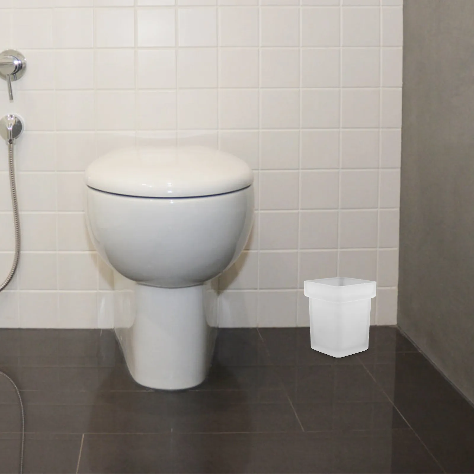

Ceramic Toilet Bowl Brush Holder Frosted Design Bathroom Scrubber Brush Cup Household Toilet Cleaning Tool Storage Square Base