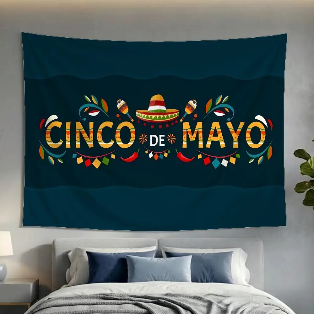 Modern Joyful Mexico C-Cinco de Mayo Tapestry Washable Soft Tapestry Wall Art Decor for Living Home Room Bedroom