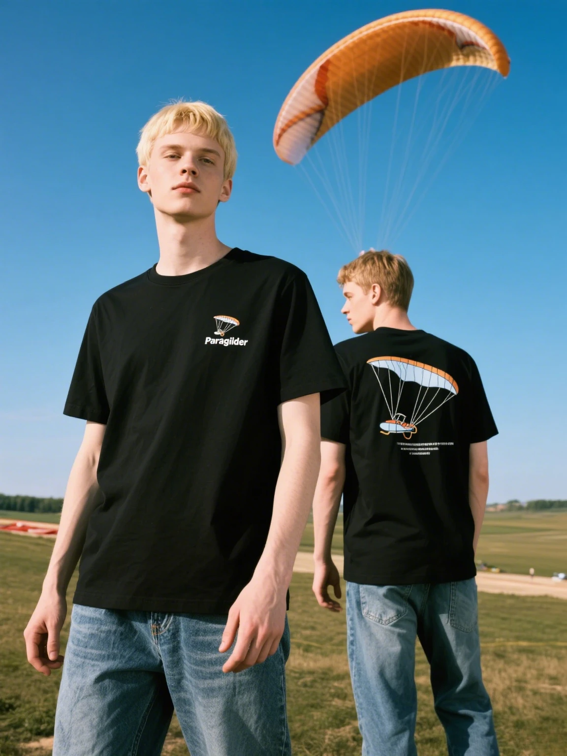 

Черная хлопковая футболка с принтом парапланера: простой дизайн, приключение - готовая модная летняя роскошная футболка с круглым вырезом, новое поступление, S-4XL