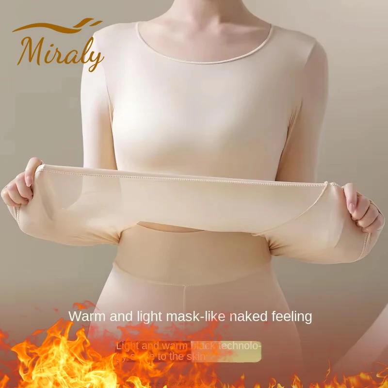 Winter warme Thermo-Unterwäsche Set ultra dünne nahtlose Hemd Frauen Tops lange Johns elastische konstante Temperatur Thermo Dessous