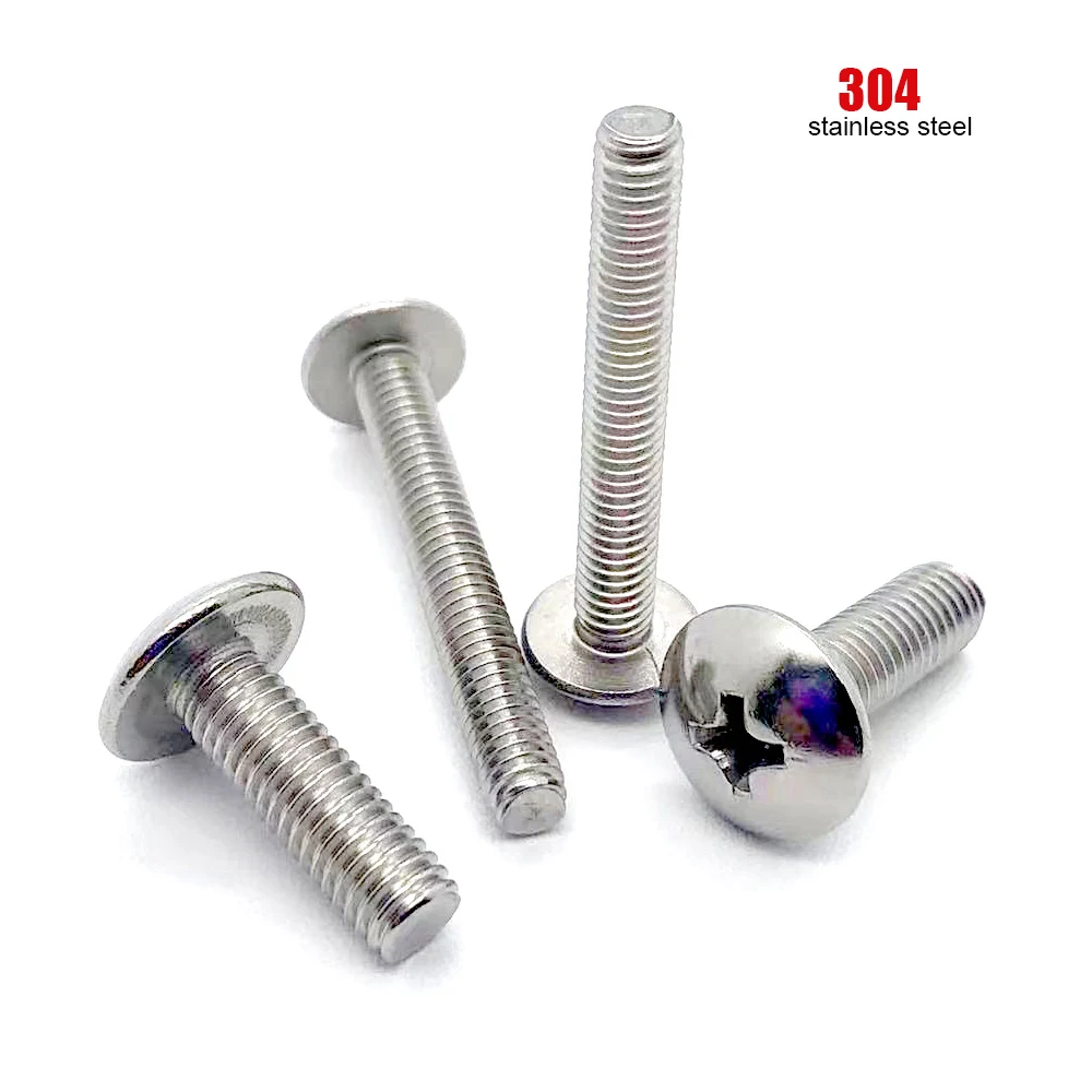 2/5/10/50pcs M2 M2.5 M3 M4 M5 M6 M8 High Quality 304 Stainless Steel JISB1111T Cross Phillips Truss Head Large Round Screw Bolt