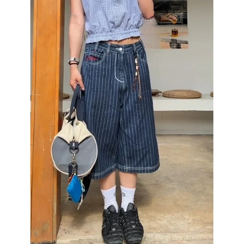 

Harajuku Y2k Women's Light Blue Calf Length Comfortable Jeans Baggy Denim Trousers 2025 New Oversize Jean Pants Vintage Clothes