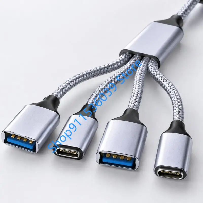 30-200cm Type C Hubs USB Type C Splitter Cable 2 Type C 2 USB Multi Port Expander Data Chargers Adapter For Phone computer