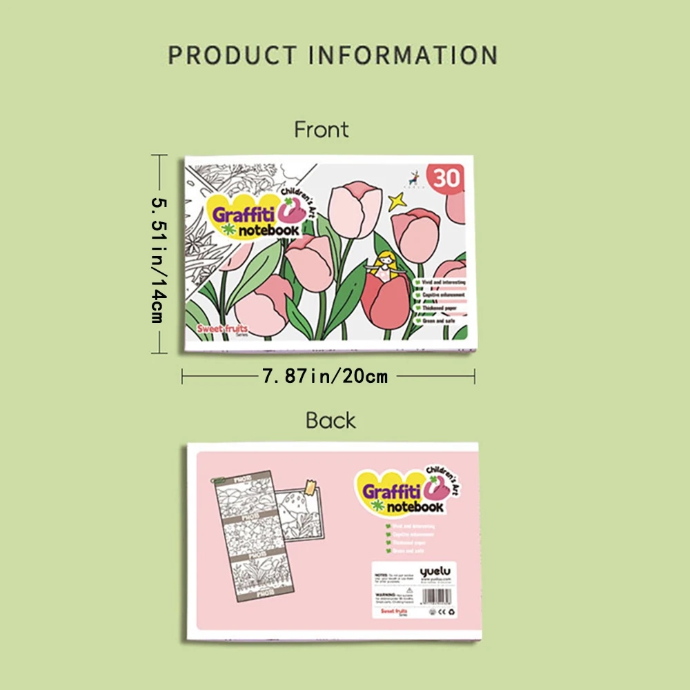 Libro para colorear de 30 hojas, dibujos animados, práctico libro de graffiti, libro de dibujo de acuarela