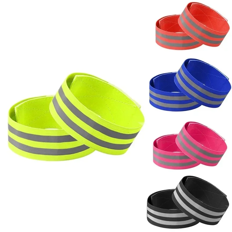 1/2/4pairs Reflective Bands Night Safety Elastic Reflector Tape Straps Armband Wristband Ankle Leg Straps for  Running Biking