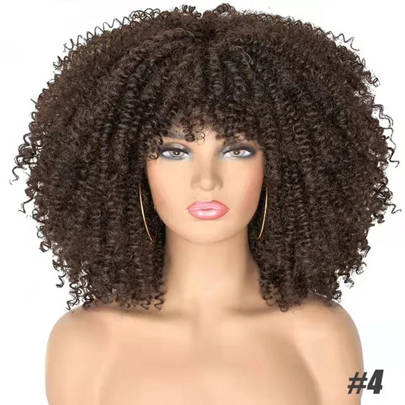 Simulated short curly hair European and American synthetic wig head cover African women's small roll wig