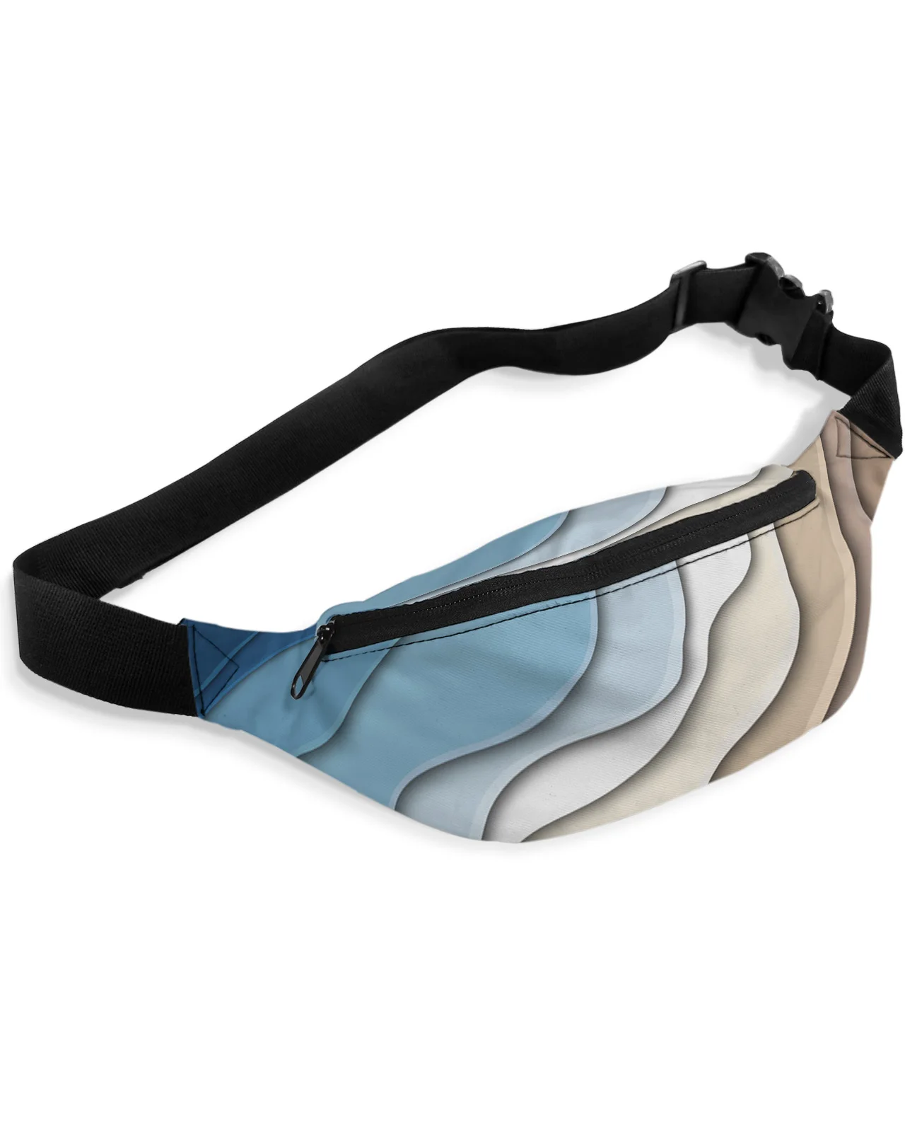 

Сине-коричневые градиентные Современные геометрические абстрактные поясные сумки для женщин, дорожная сумка на плечо, водонепроницаемая поясная сумка