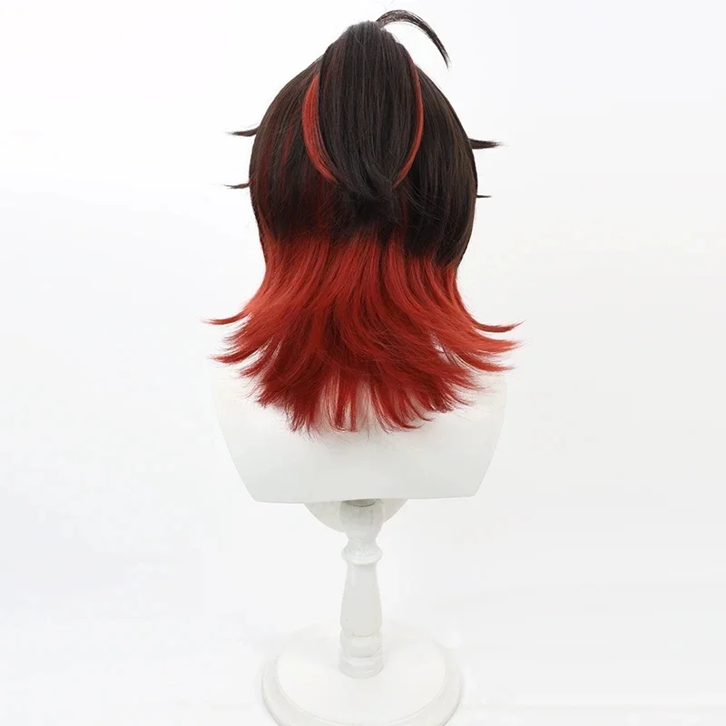 Game Genshin Impact Gaming Cosplay Wig Brown Red Mixed Heat Resistant Synthetic Hair Halloween Carnival Party Carnival + Wig Cap