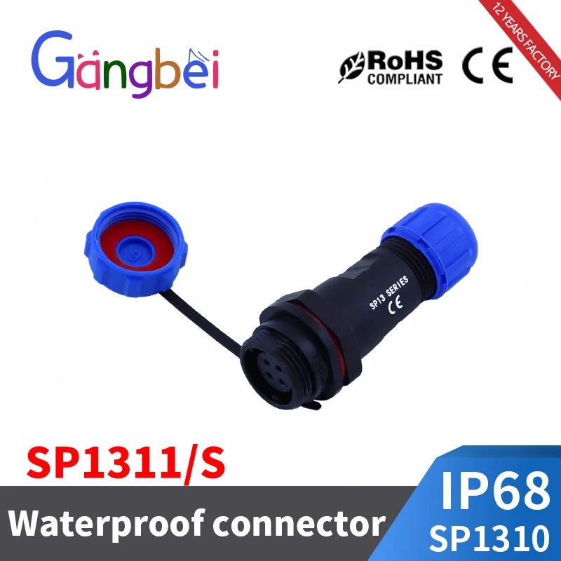 SP13 Waterproof Connector IP68 Aviation Plug Male Female Socket Set Docking 2/3/4/5/6/7/9 Pin Gangbei