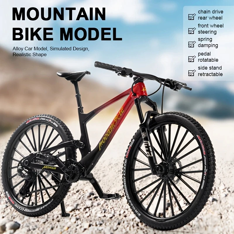 

1pc alloy classic bicycle toy - vintage metal mountain bike model tabletop small decoration mini mountain bike imitation toy