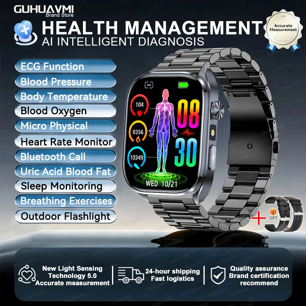 Body Composition analysis Monitoring Smart Watch Men ECG Heart Rate Blood pressure Uric Acid Health Tracker Smartwatches 2025New
