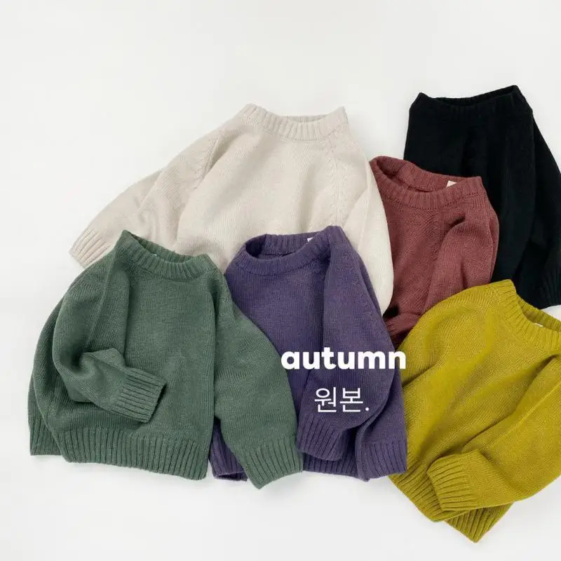

2025 Winter New Children Sweater Cotton Girls Knitted Pullover Baby Long Sleeve Warm Tops Boys Casual Knitwear Kids Clothes