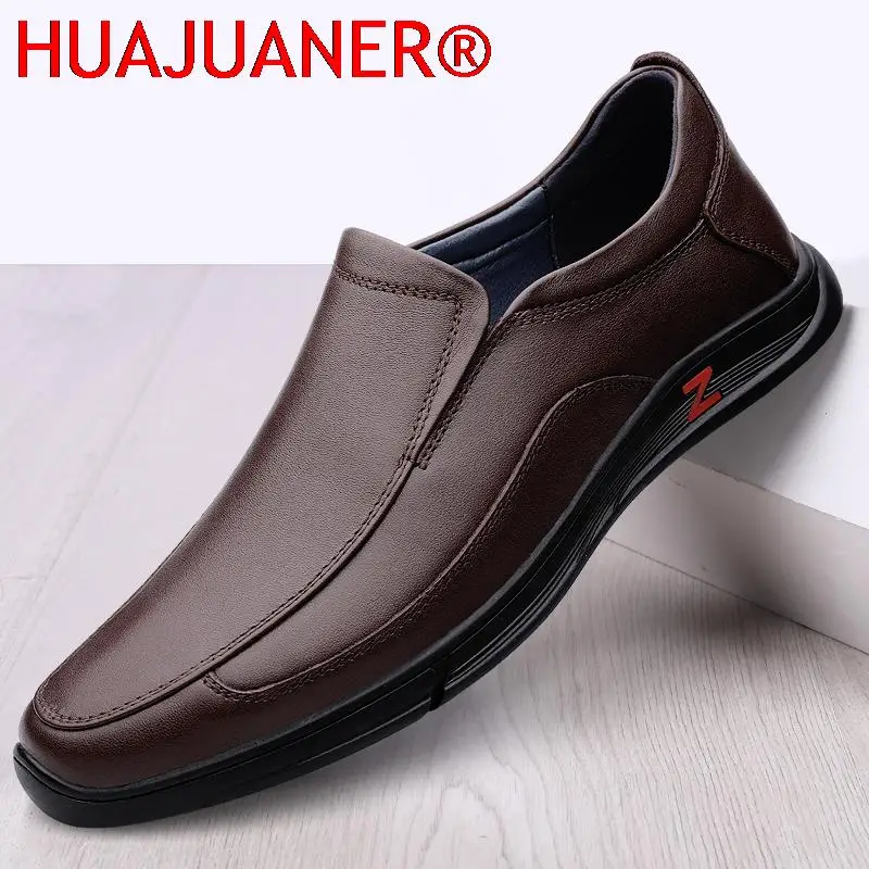 High Quality Men's Loafers Travel Slip on Elegantes Formal Shoes Men's Casual Genuine Leather Flats Shoes Breathable Moccasins