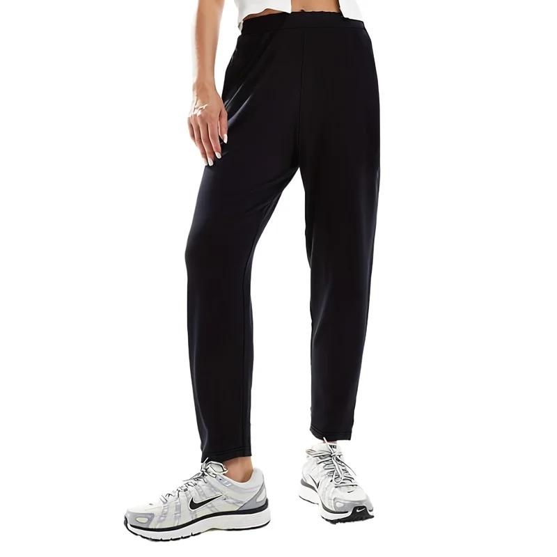   2025 الحد الأدنى شيك سروال شكل قلم رصاص المرأة مرونة الخصر بسط التخسيس الأسود مكتب بناطيل كاجوال