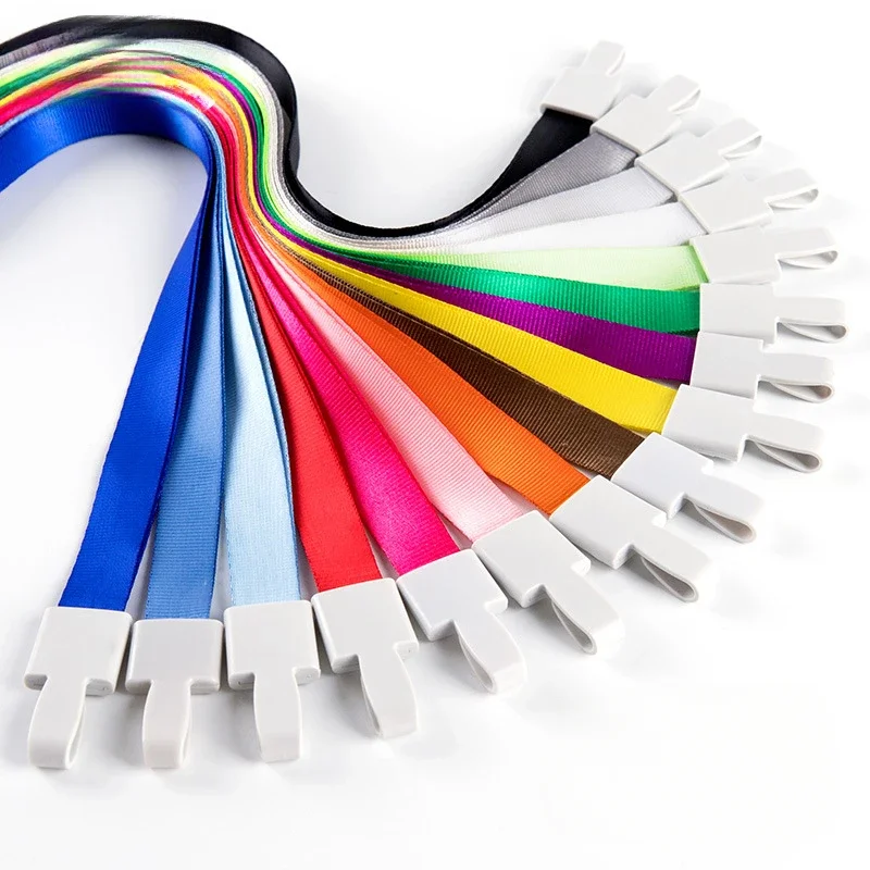 2pcs/set Solid Color Lanyard for Working Pernit 45*1.5cm Neck Strap Exhibition Name ID Card Holder Lanyard Badge Holder Strap