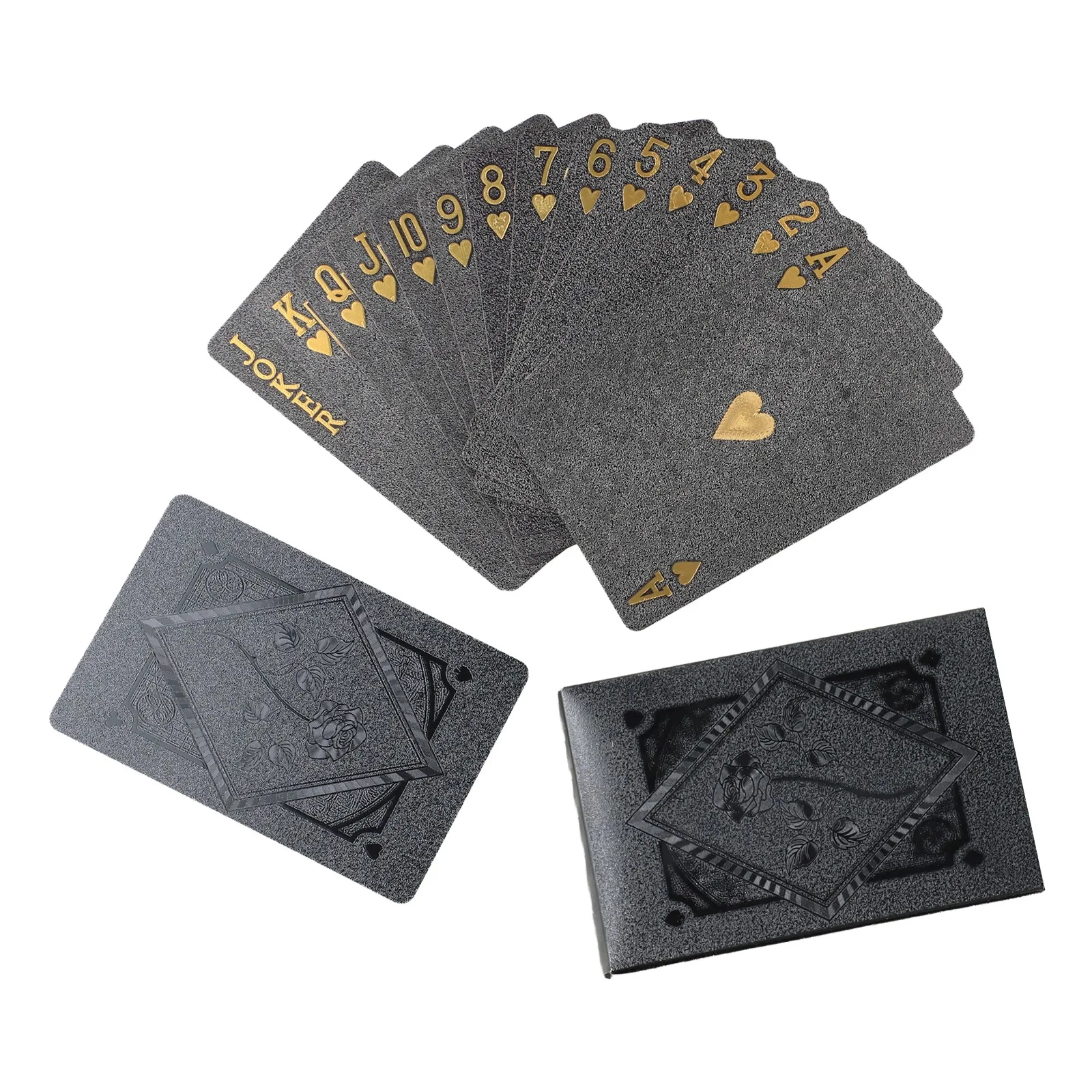 Waterproof Plastic Poker Playing Cards with Black Gold Design for Smooth Handling and Durability in Various Card Game Scenarios