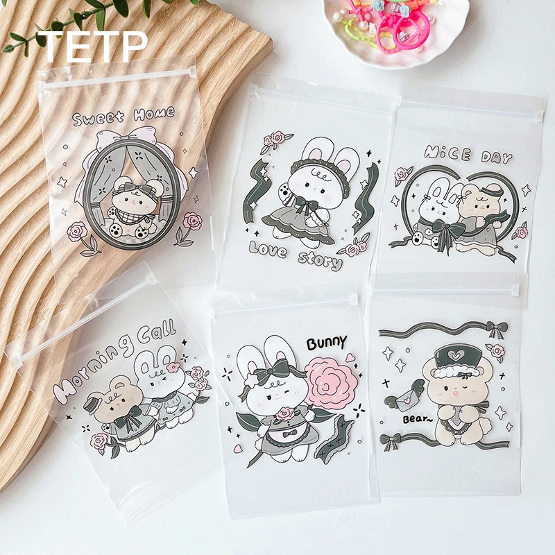 

TETP 100Pcs Transparent Ziplock Bags With Pattern DIY Handmade Headdress Earrings Pendant Card Packaging For Small Business