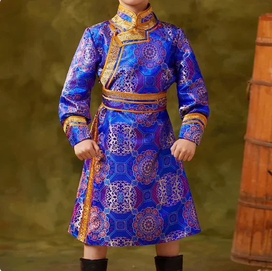 Costume da spettacolo di danza con vestaglia mongola cinese per ragazzi mongoli