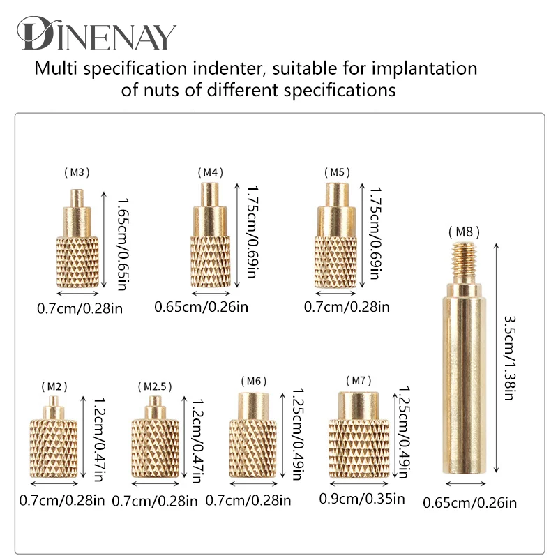 Heat Insert Nut Iron Tip M 2-8 Internal Thread Head Embedded