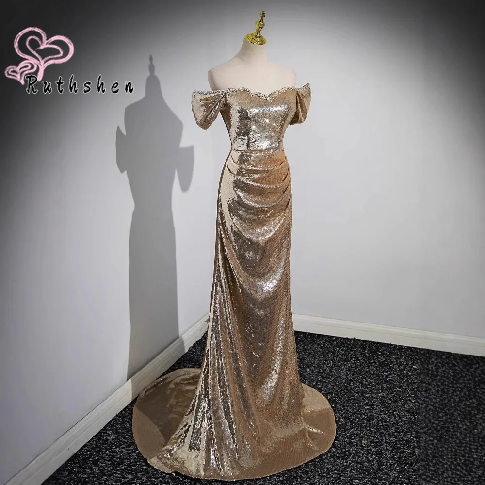 Vestidos de noite luxo 2025 elegante ouro lantejoulas feminino vestidos formais vestidos de fiesta personalizado Плаusingе На Выпускной personalizado
