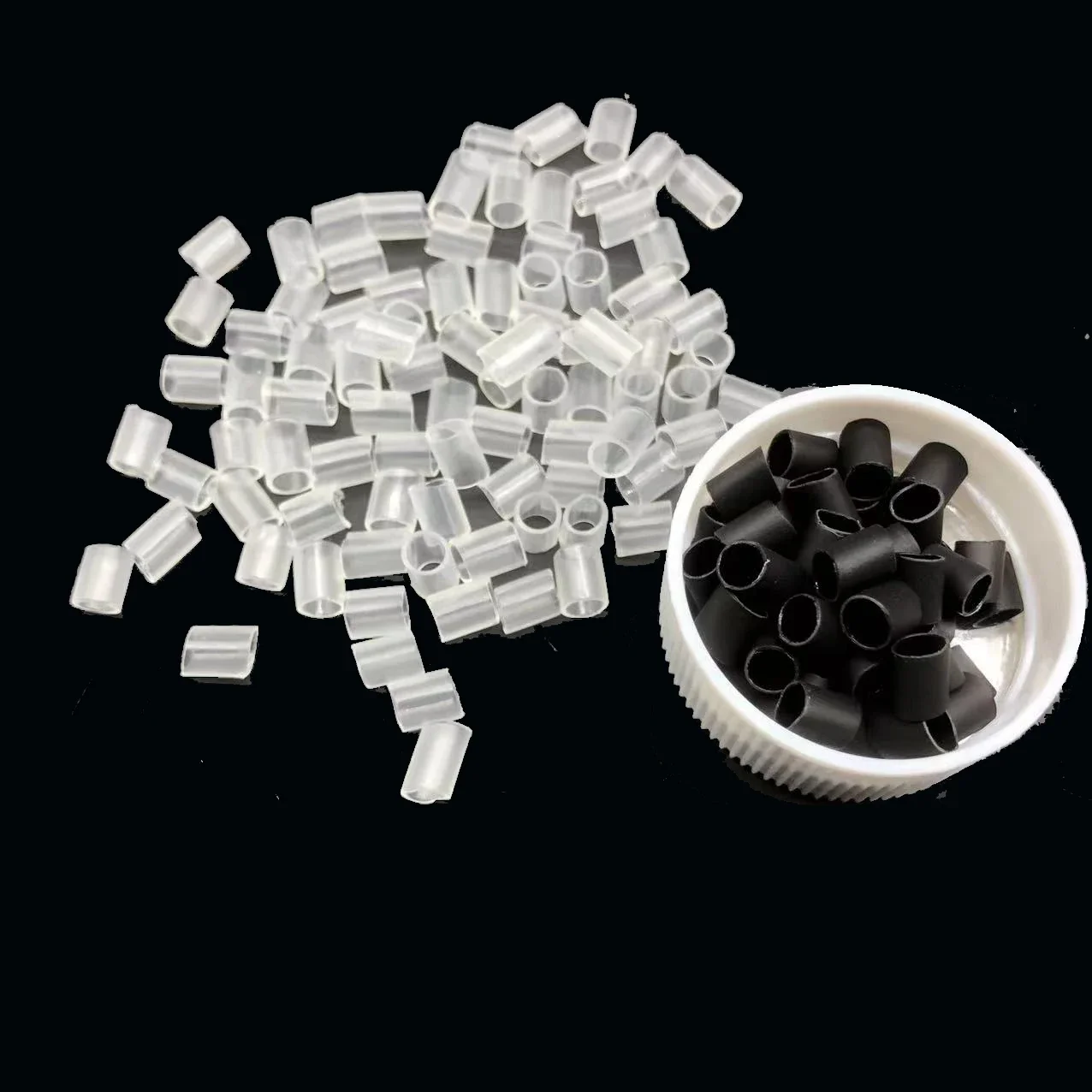 Shrink Tube for Hair 200pcs Adhesive Heat Shrink Tube Micro Links Black Shrinkable Hair MicroBeads Clear Glue Lined Tubes