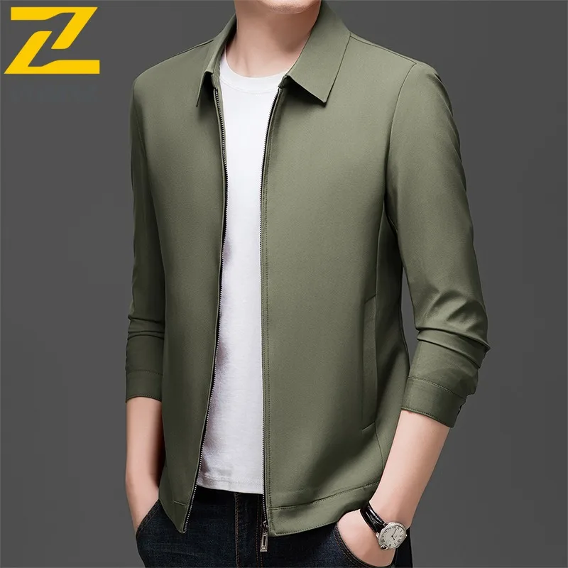 

COMXZ офисная ветрозащитная куртка мужская роскошная куртка на молнии повседневное однотонное легкое осеннее мотоциклетное пальто с воротником-стойкой