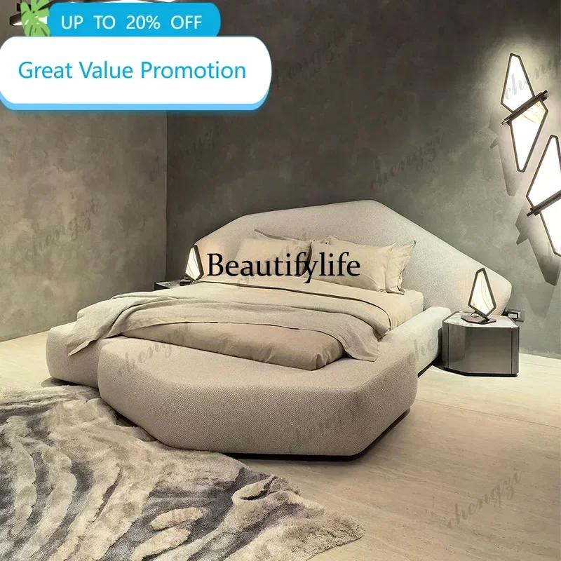 D80 180x200cm Complete Furniture Nordic Modern Luxury Italian Rock Master Bedroom High-end Atmospheric Wedding Bed Double