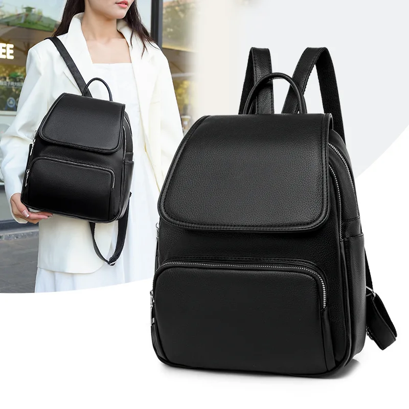 Urban Casual Women's Backpack Fashion Commuter Mini Backpack Luxury Soft PU Two-shoulder Bag Solid Colour Simple Travel Rucksack