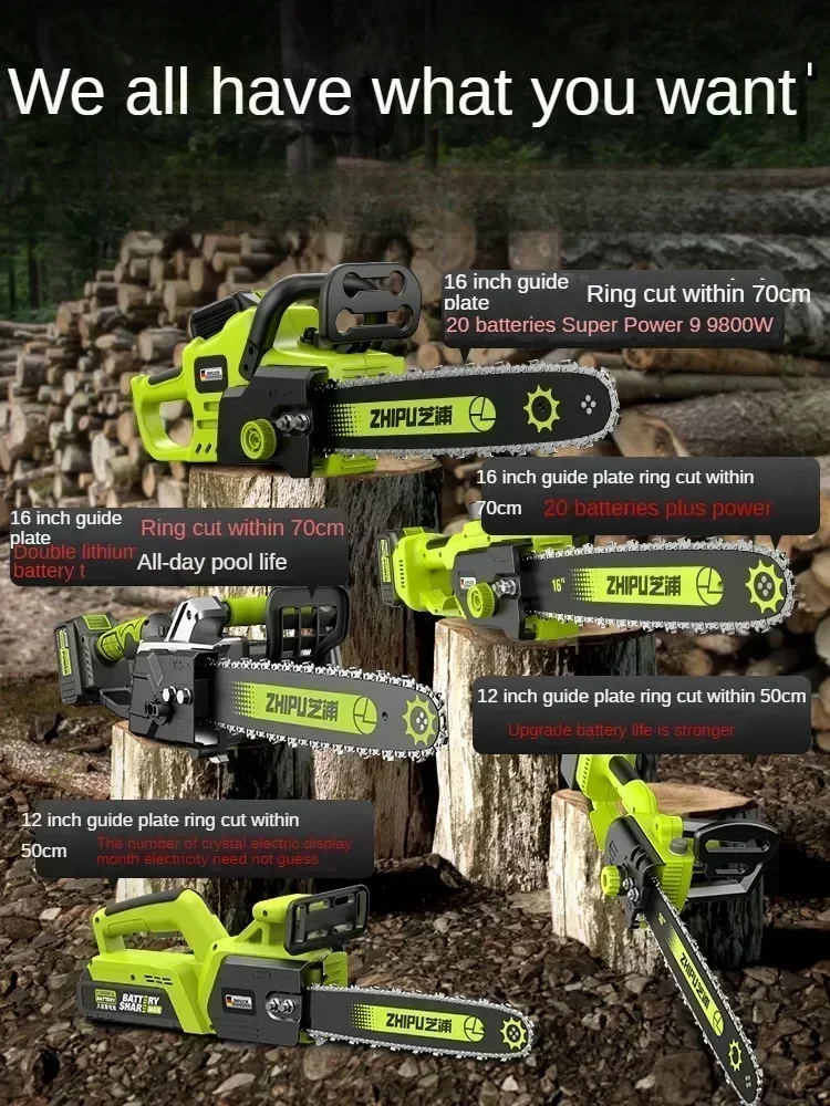 110V/220V Rechargeable Chainsaw with High Battery Capacity for Cutting Trees – Perfect for Home Use CC