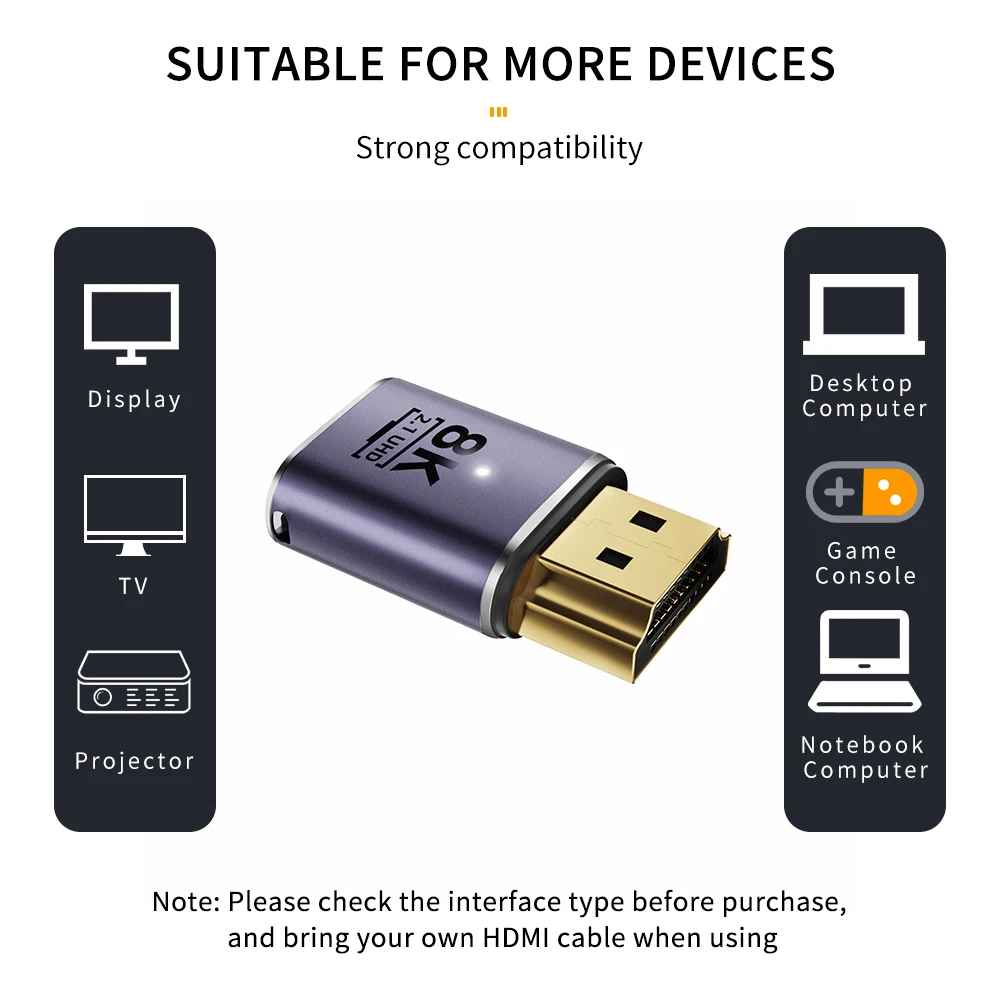 HDMI-kompatibler Adapter Splitter Stecker zu Buchse 90 Grad rechts links Konverter 8k @ 60hz Extender für ps4 HDTV Laptop Monitor