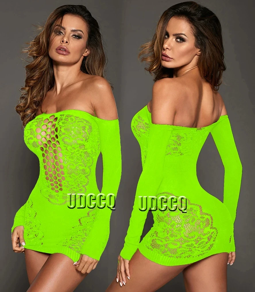 Babydoll Catsuit Underwear Chemises Teddies Costume sleepwea fluorescent green sexy dress for sex plus size erotic lingerie doll