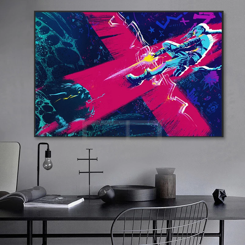 Popular Animated Arcane Graffiti Poster Classic Game LOL Prints Canvas Painting Arcane Wall Art Pictures Home Room Decoration