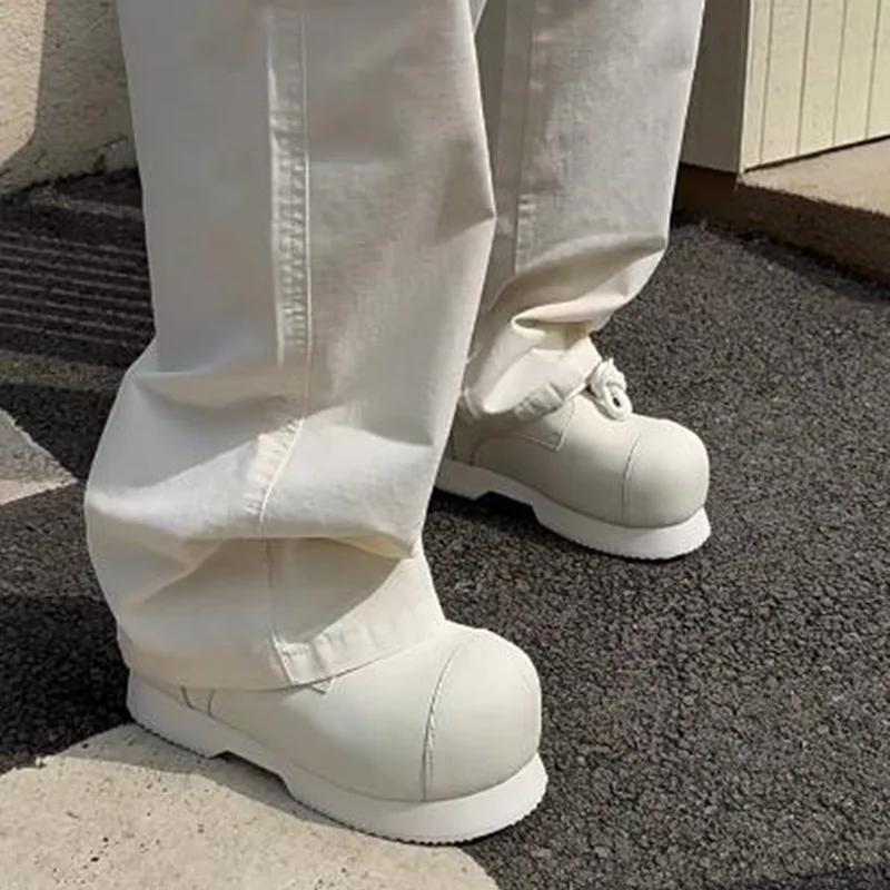 Fashion Big Toe Thick Sole Platform Shoes Men Leather Shoes Men's Height Increasing Office Casual Leather Shoes Male Sneakers