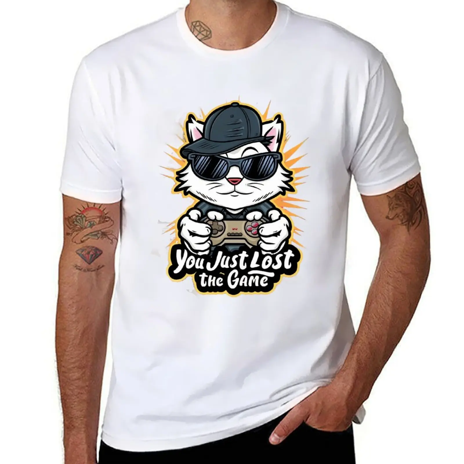 

funny cat gaming ''you just lost the game'' T-Shirt funny t shirts dark humor t shirts for man cotton funny T-Shirt