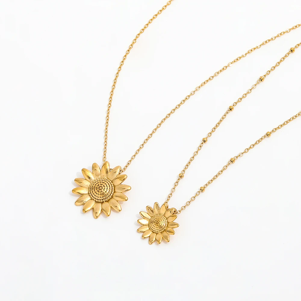 JOOLIM Jewelry Wholesale High End PVd Tarnish Free Delicate Cute Flower Pendant Stainless Steel Necklace for Women