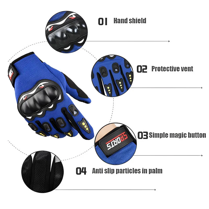 Motorcycle Gloves Breathable Full Finger Racing Hard Shell Gloves Outdoor Sports Protection Riding Cross Dirt Bike Gloves