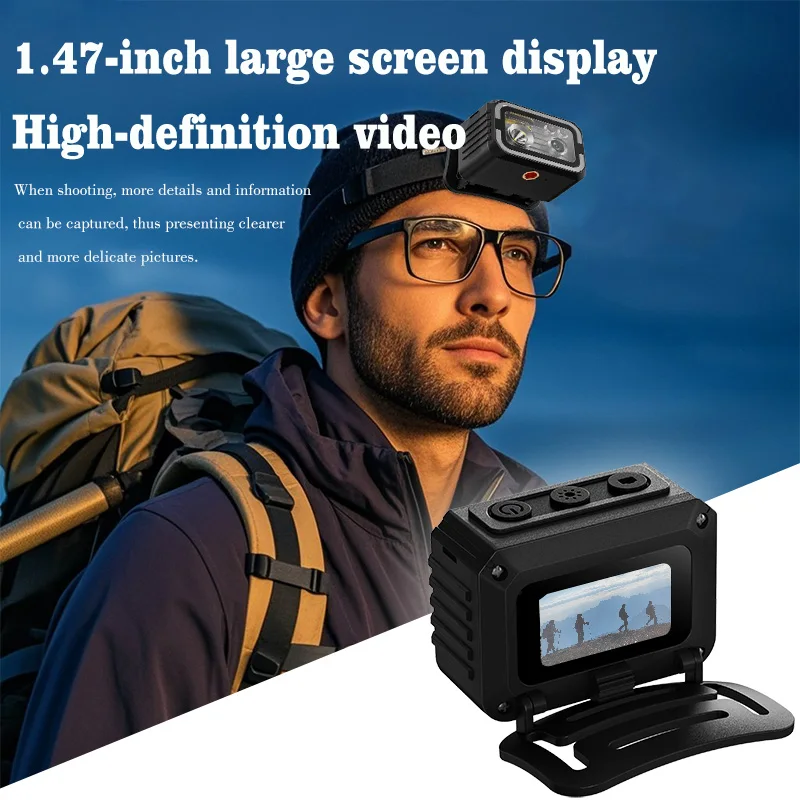 

2MP Action Camera Head Mounted Lighting Camcorders LED Headlamp Mini Sports Cam HD 1080P Video Recorder For Camping and Cycling