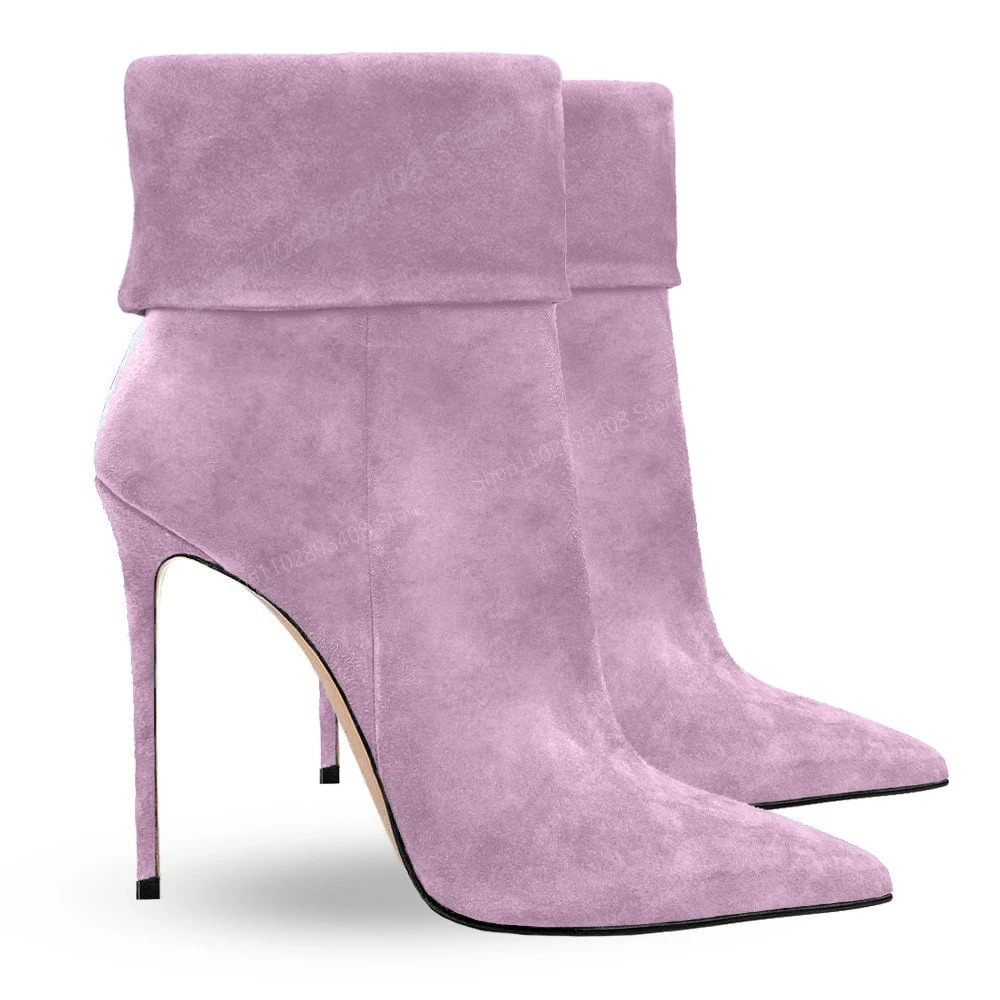 

Lilac Suede Pointed Toe Ankle Boots Elegant Stiletto High Heel Solid Fashion Design Women Shoes 2024 Sexy Zapatos Para Mujere