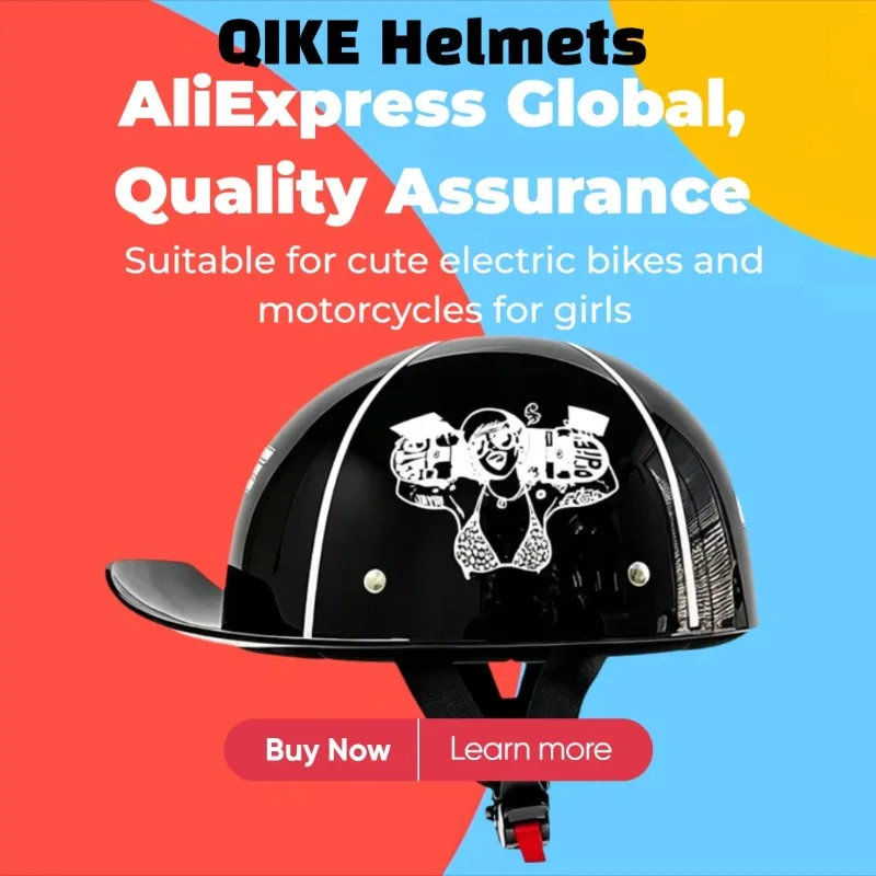 

Qike Riding G Retro Electric Car Women's Big Hat Battery Car Riding Scoop Helmet Universal Motorcycle Summer Cute Half Helmet