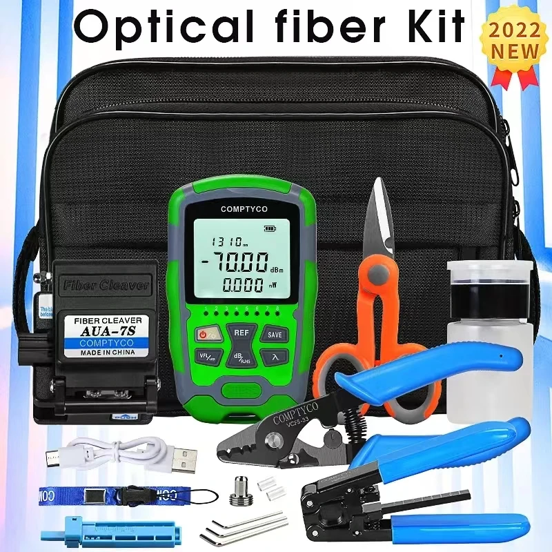 Optical Fiber Cold Splicing Tool Kit Cutting Knife 15MW Four-in-one Optical Power Meter Red Light All-in-one Machine AUA-MC70