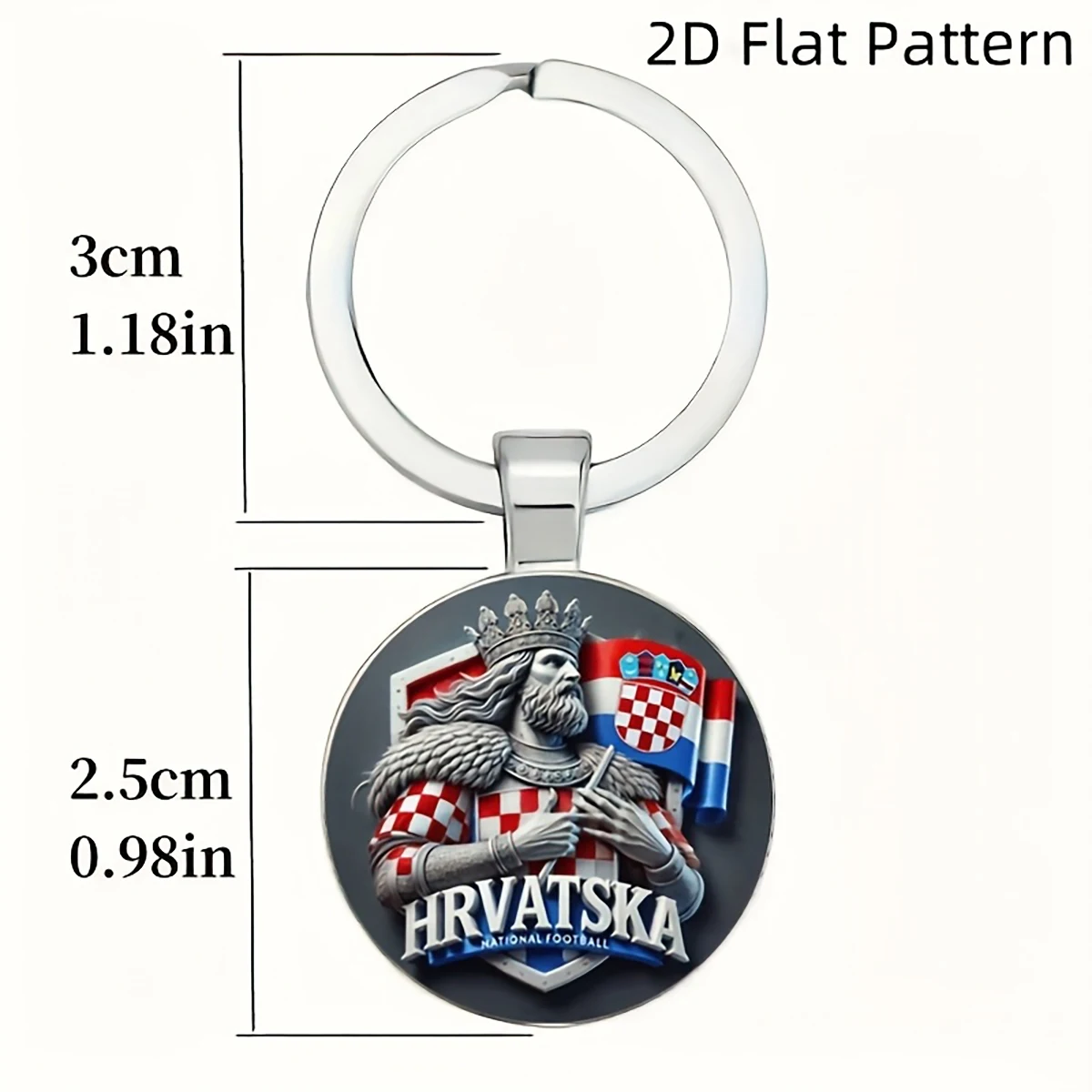 Croatia Keychain: Vintage Checkered Shield & HRVATSKA Text. Durable Zinc Alloy. Perfect Gift for Football Fans.