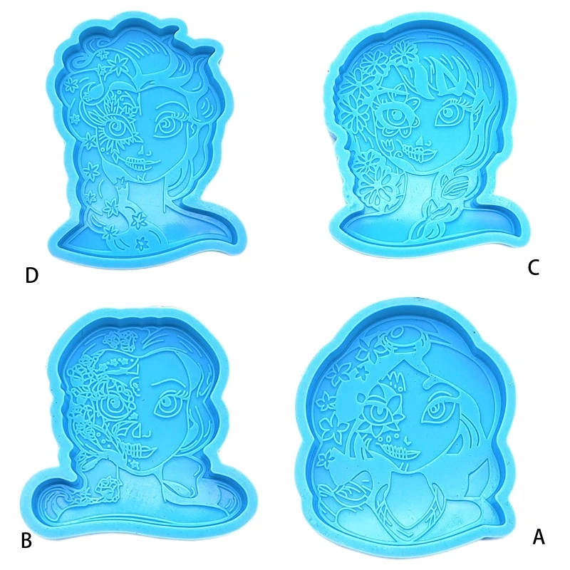 1Pc/4Pcs Girl Badge Reel/Phone Grip Silicone Molds Sticker Resin Mold for DIY Crafts Home Decoration