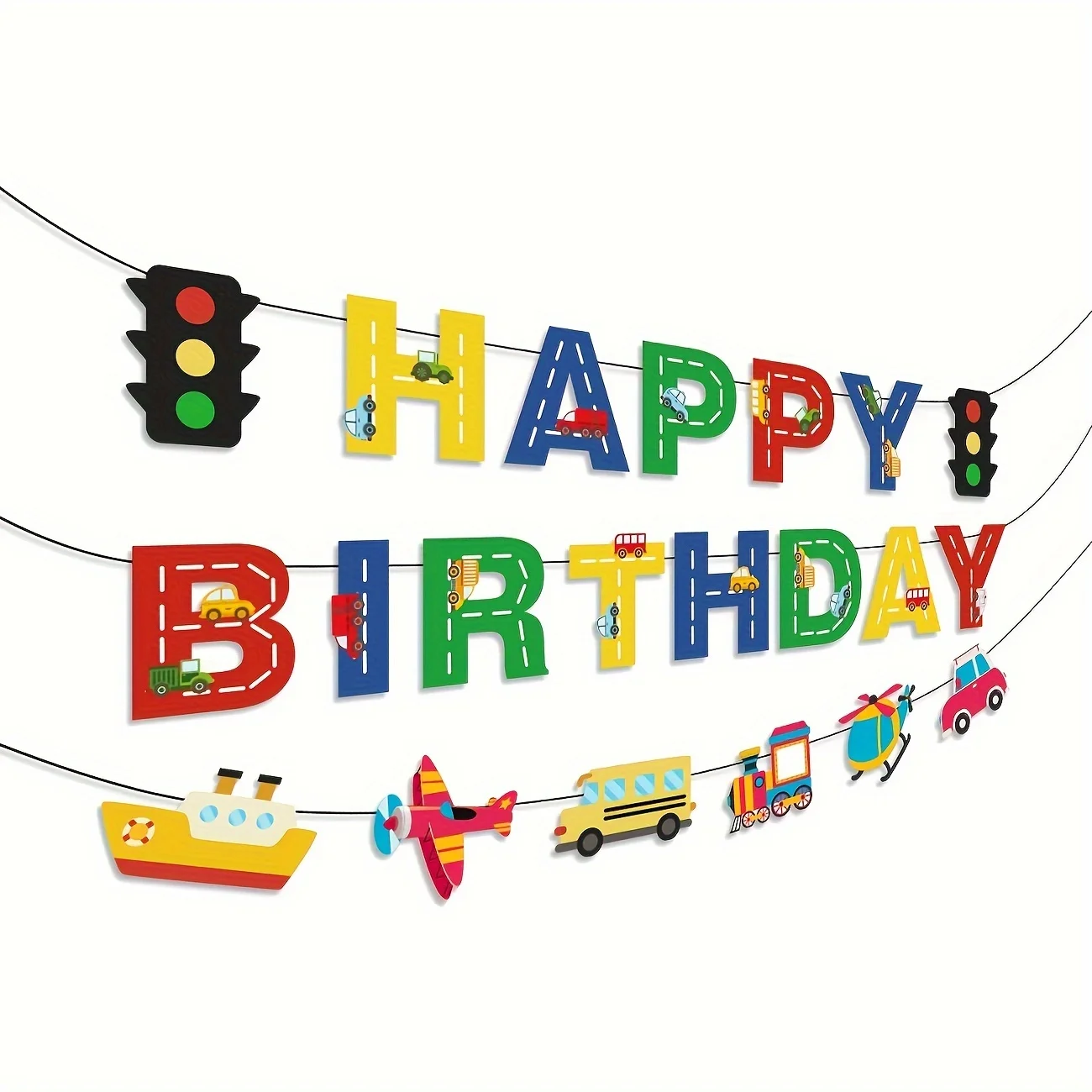 Transport Alles Gute zum Geburtstag Banner Geburtstag Party Dekorationen Auto Bus Zug Schiff Hubschrauber Ampel Foto Requisiten für Kinder