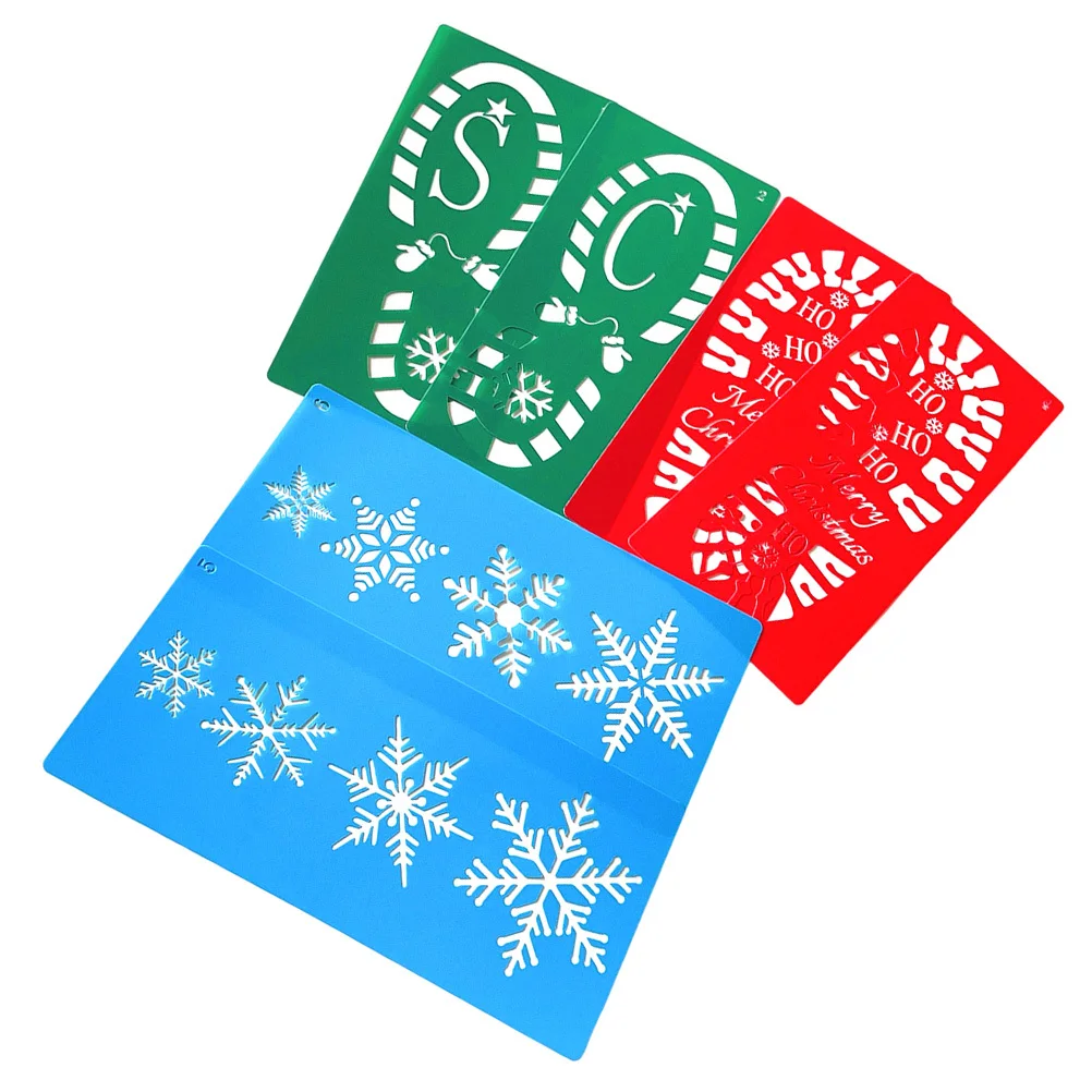 6 قطعة عيد الميلاد رسم الاستنسل الجوف خارج قوالب Diy بها بنفسك اللوحة الفنية الحرفية مشاريع عيد الميلاد بصمة الإستنسل مادة الحيوانات الأليفة